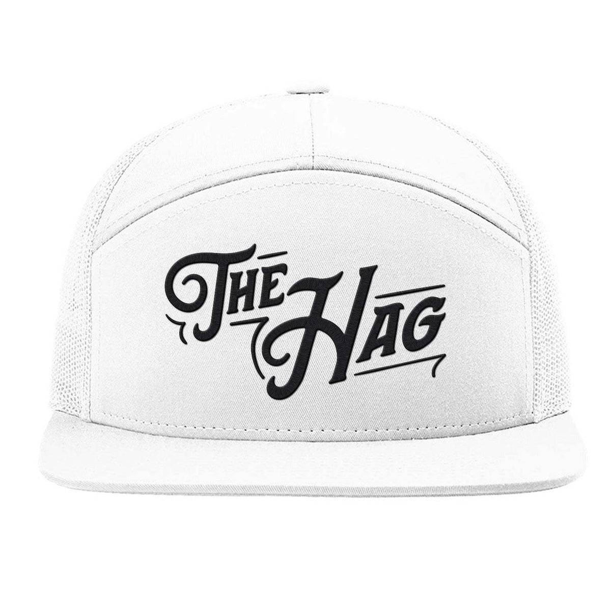 The Hag 7 Panel Embroidered Hat - White