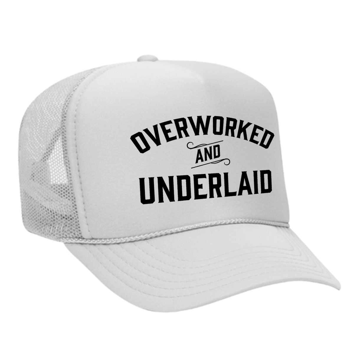 Overworked And Underlaid Foam Trucker Hat - White