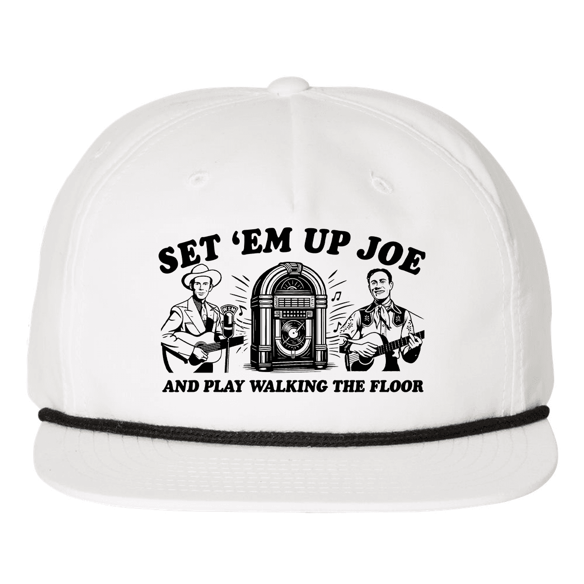 Set 'Em Up Joe Flat Bill Hat - White / Black