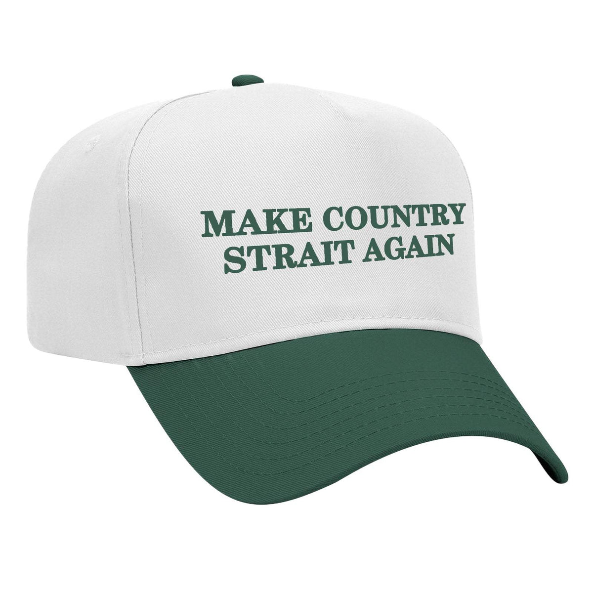 Make Country Strait Again Embroidered Mid-Profile Hat - White / Green
